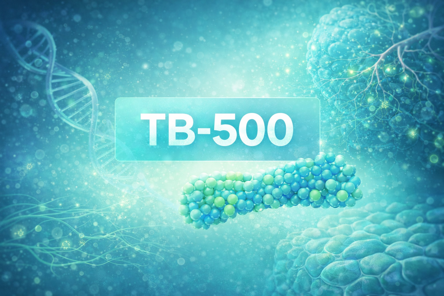 TB-500 peptide molecular illustration representing tissue repair and cellular regeneration